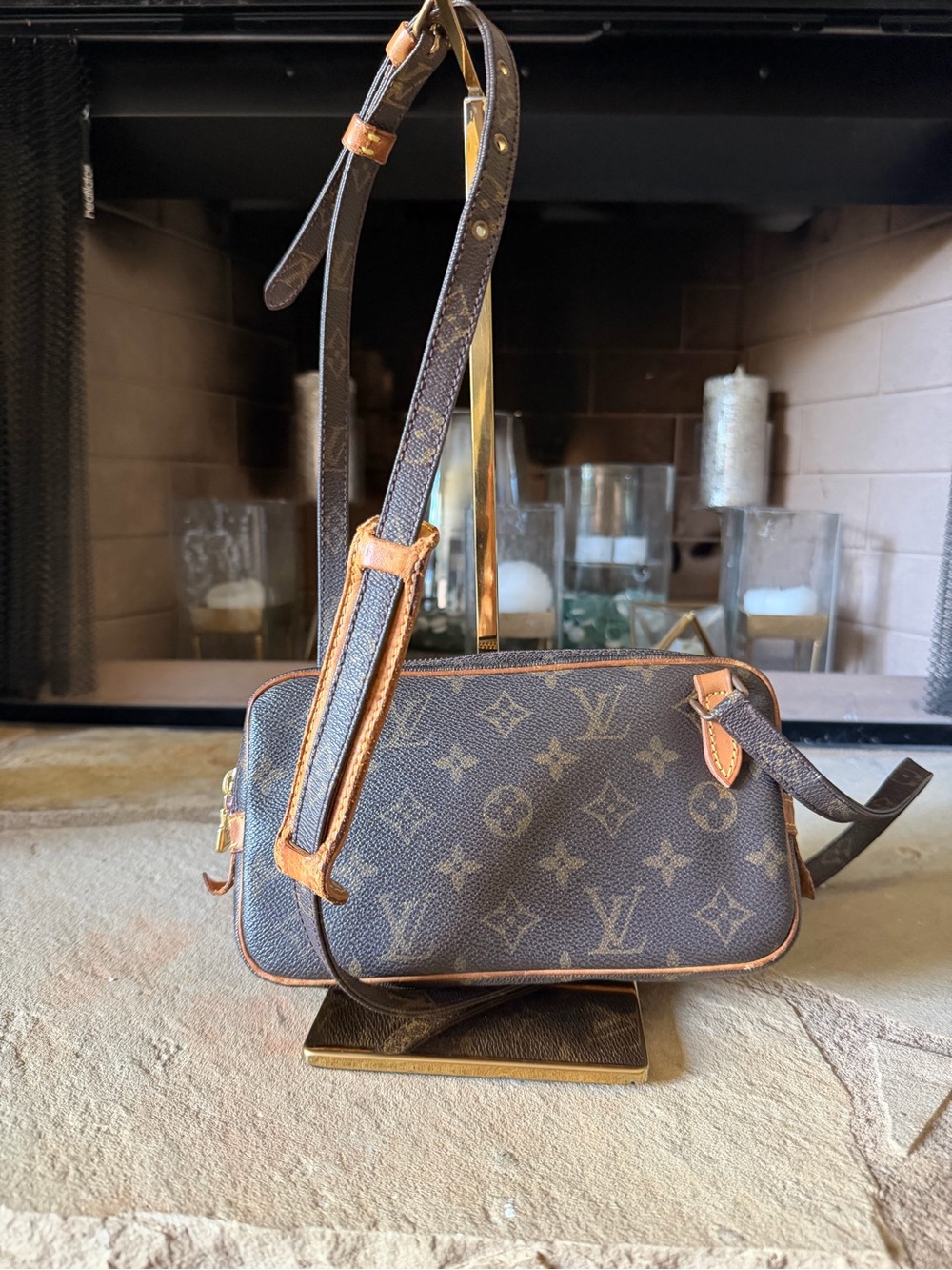 Louis Vuitton Monogram Canvas Crossbody Marley with Tan Trim